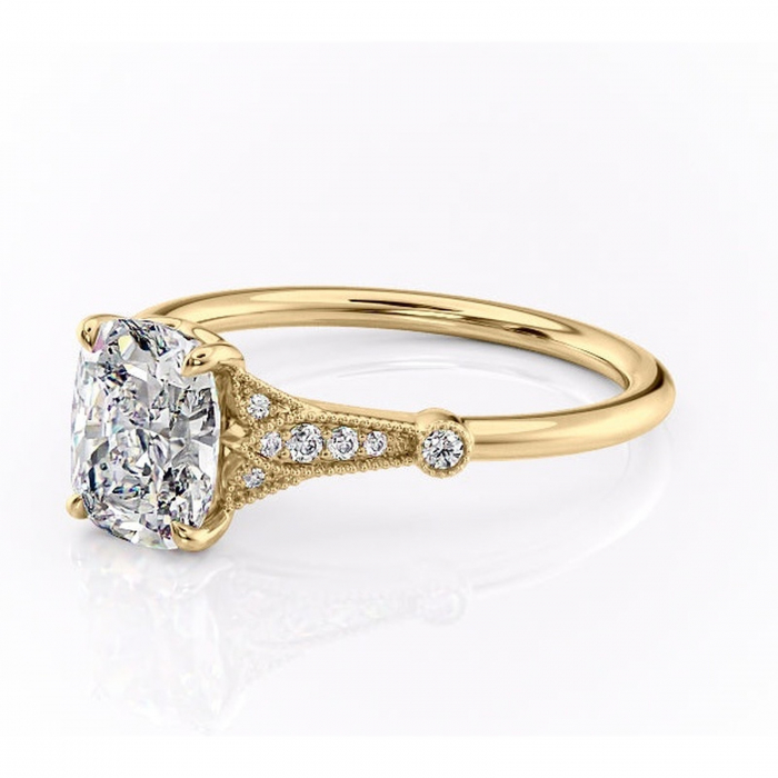 Inel de logodnă Quartzelle din aur Galben 14kt cu moissanite tăietură asscher – Pietre laterale rafinată pentru profil înalt | Personalizează și configurează gratuit online [7]