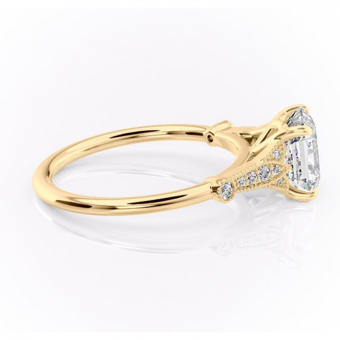 Inel de logodnă Quartzelle din aur Galben 14kt cu moissanite tăietură asscher – Pietre laterale rafinată pentru profil înalt | Personalizează și configurează gratuit online [2]