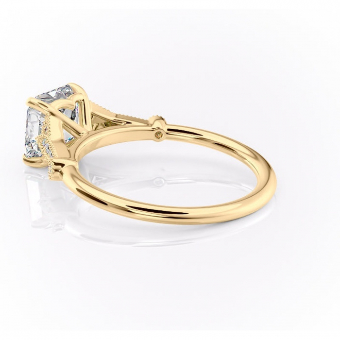 Inel de logodnă Quartzelle din aur Galben 14kt cu moissanite tăietură asscher – Pietre laterale rafinată pentru profil înalt | Personalizează și configurează gratuit online [5]