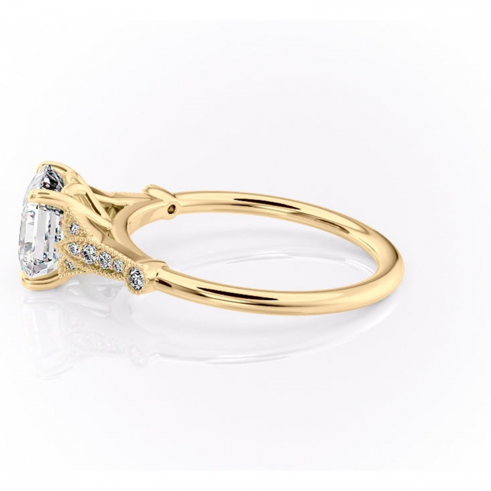 Inel de logodnă Quartzelle din aur Galben 14kt cu moissanite tăietură asscher – Pietre laterale rafinată pentru profil înalt | Personalizează și configurează gratuit online [6]