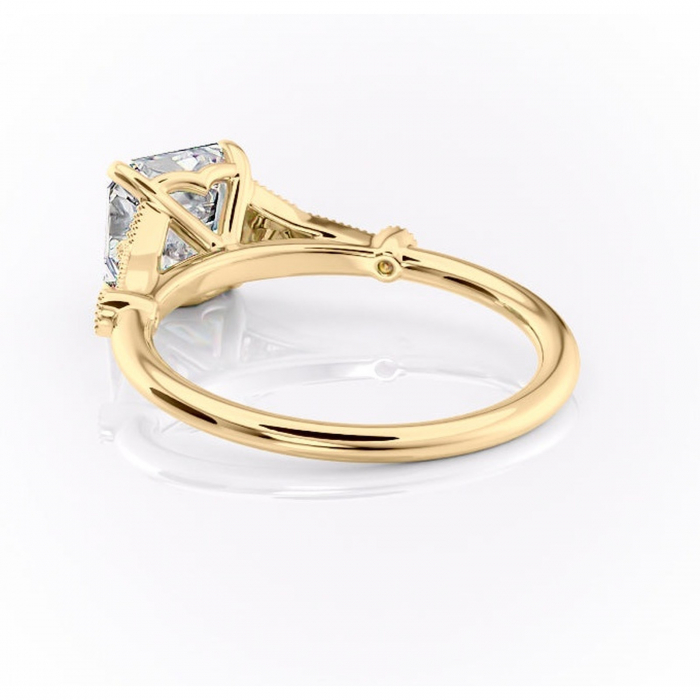 Inel de logodnă Quartzelle din aur Galben 14kt cu moissanite tăietură asscher – Pietre laterale rafinată pentru profil înalt | Personalizează și configurează gratuit online [4]