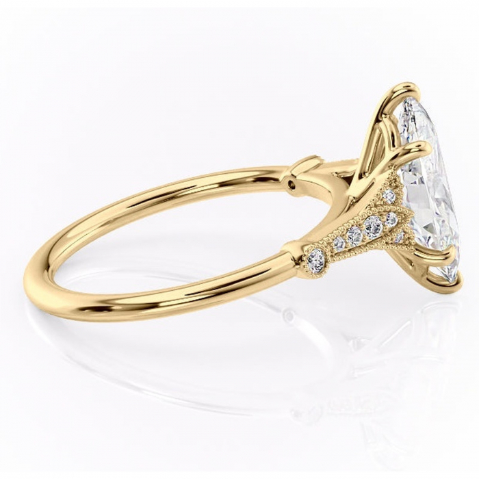 Inel de logodnă Quartzelle din aur Galben 18kt cu moissanite tăietură marquise – Pietre laterale rafinată pentru profil înalt | Personalizează și configurează gratuit online [2]