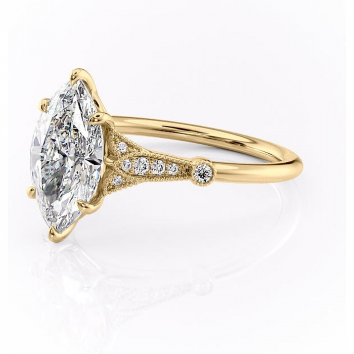 Inel de logodnă Quartzelle din aur Galben 18kt cu moissanite tăietură marquise – Pietre laterale rafinată pentru profil înalt | Personalizează și configurează gratuit online [7]