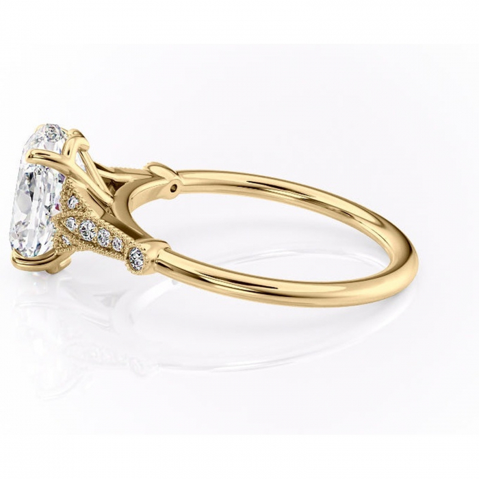 Inel de logodnă Quartzelle din aur Galben 14kt cu moissanite tăietură ovală – Pietre laterale rafinată pentru profil înalt | Personalizează și configurează gratuit online [6]