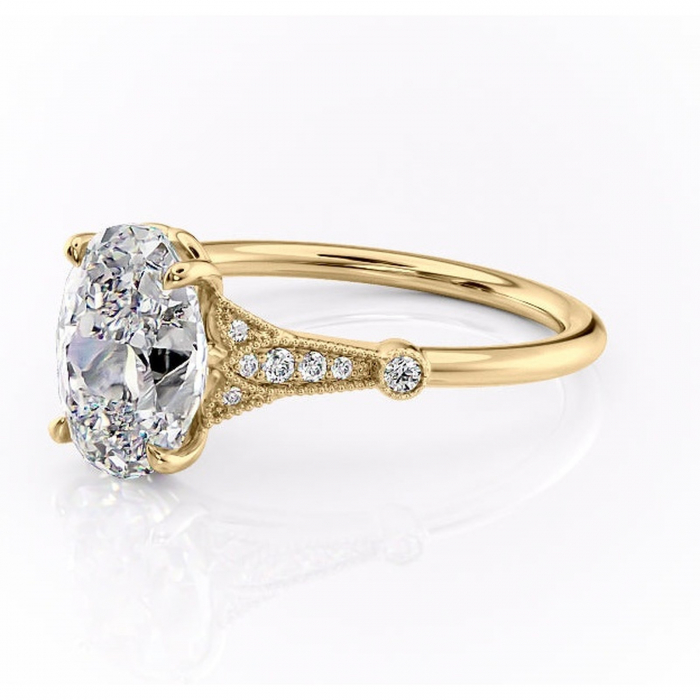 Inel de logodnă Quartzelle din aur Galben 14kt cu moissanite tăietură ovală – Pietre laterale rafinată pentru profil înalt | Personalizează și configurează gratuit online [7]