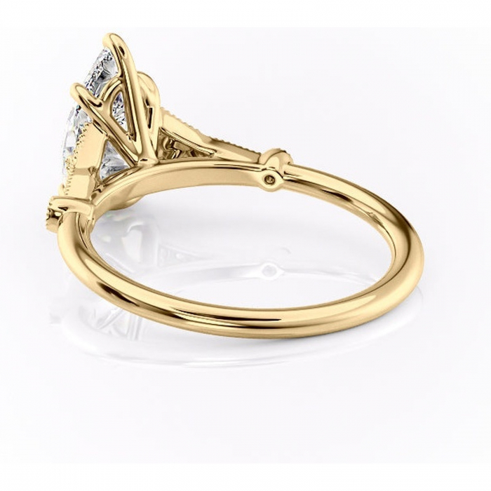 Inel de logodnă Quartzelle din aur Galben 14kt cu moissanite tăietură pară – Pietre laterale rafinată pentru profil înalt | Personalizează și configurează gratuit online [4]