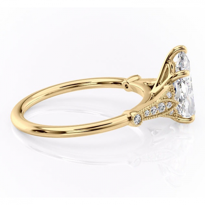 Inel de logodnă Quartzelle din aur Galben 14kt cu moissanite tăietură pară – Pietre laterale rafinată pentru profil înalt | Personalizează și configurează gratuit online [2]
