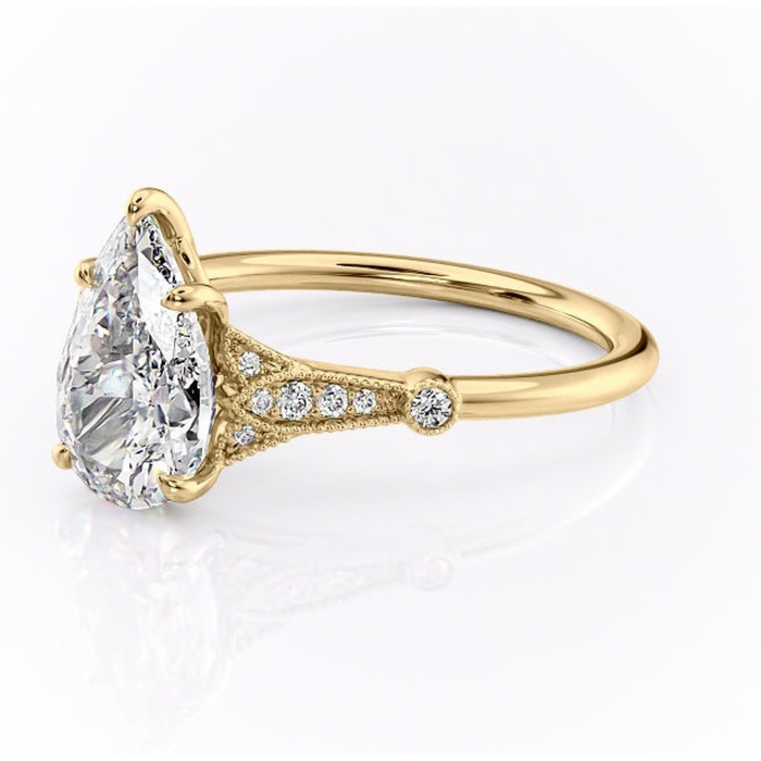 Inel de logodnă Quartzelle din aur Galben 14kt cu moissanite tăietură pară – Pietre laterale rafinată pentru profil înalt | Personalizează și configurează gratuit online [7]