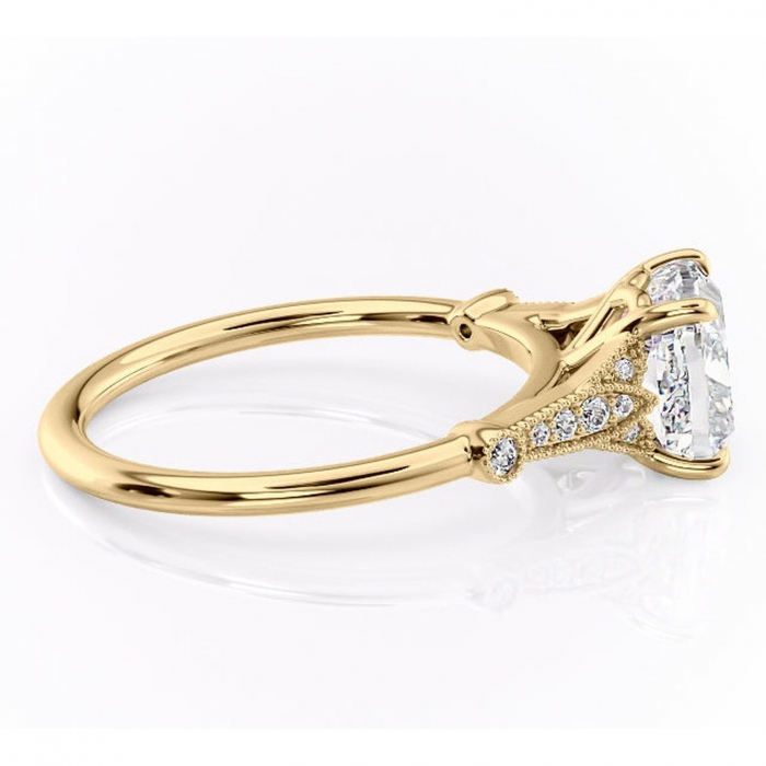 Inel de logodnă Quartzelle din aur Galben 14kt cu moissanite tăietură pernă – Pietre laterale rafinată pentru profil înalt | Personalizează și configurează gratuit online [2]