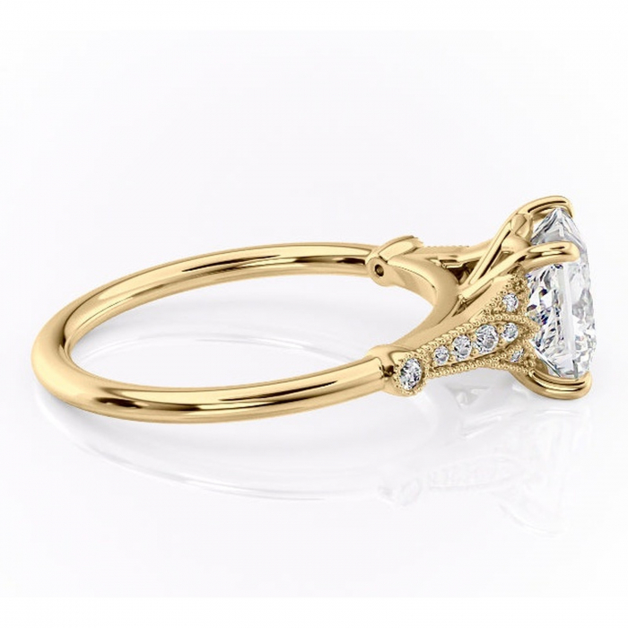 Inel de logodnă Quartzelle din aur Galben 14kt cu moissanite tăietură princess – Pietre laterale rafinată pentru profil înalt | Personalizează și configurează gratuit online [2]