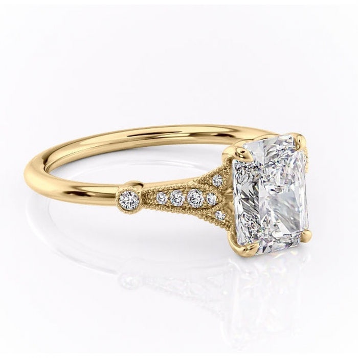 Inel de logodnă Quartzelle din aur Galben 14kt cu moissanite tăietură radiantă – Pietre laterale rafinată pentru profil înalt | Personalizează și configurează gratuit online [1]