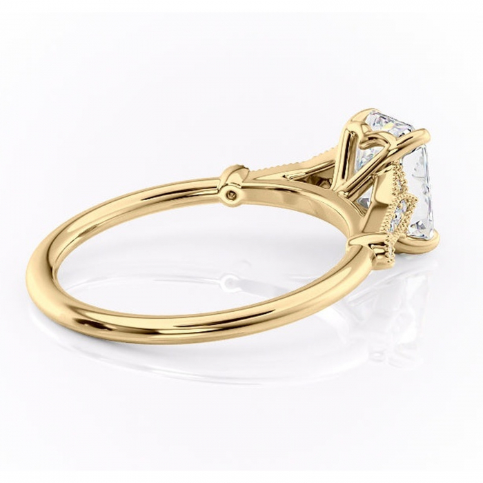 Inel de logodnă Quartzelle din aur Galben 14kt cu moissanite tăietură radiantă – Pietre laterale rafinată pentru profil înalt | Personalizează și configurează gratuit online [3]