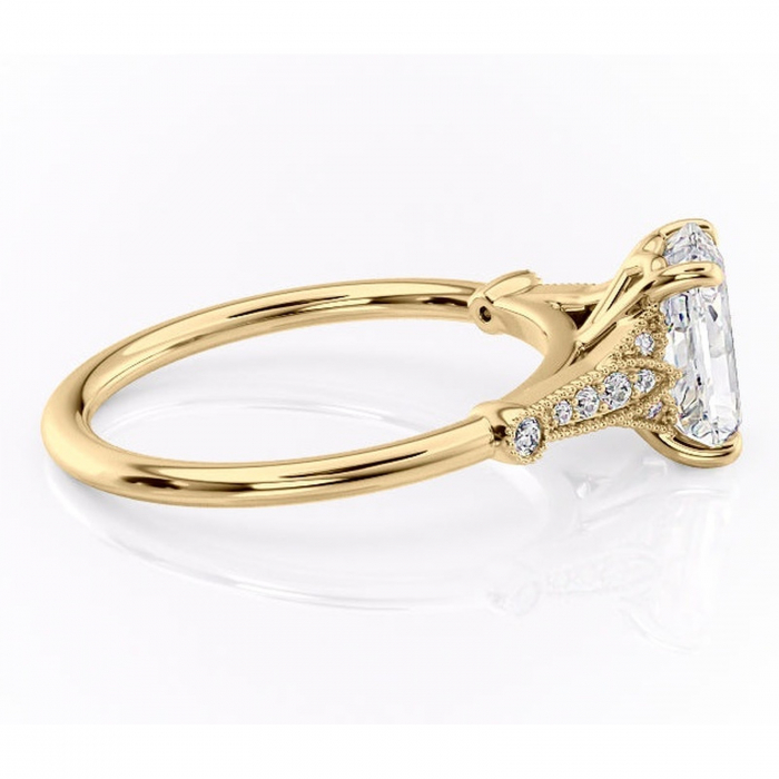 Inel de logodnă Quartzelle din aur Galben 14kt cu moissanite tăietură radiantă – Pietre laterale rafinată pentru profil înalt | Personalizează și configurează gratuit online [2]