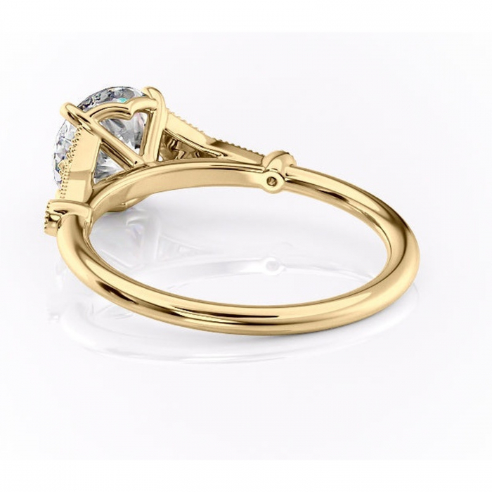 Inel de logodnă Quartzelle din aur Galben 14kt cu moissanite tăietură rotundă – Pietre laterale rafinată pentru profil înalt | Personalizează și configurează gratuit online [4]
