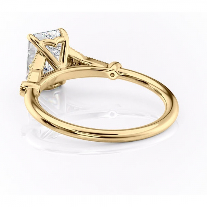 Inel de logodnă Quartzelle din aur Galben 14kt cu moissanite tăietură smarald – Pietre laterale rafinată pentru profil înalt | Personalizează și configurează gratuit online [4]