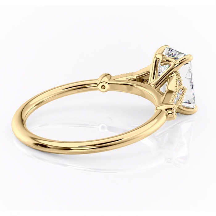 Inel de logodnă Quartzelle din aur Galben 14kt cu moissanite tăietură smarald – Pietre laterale rafinată pentru profil înalt | Personalizează și configurează gratuit online [3]