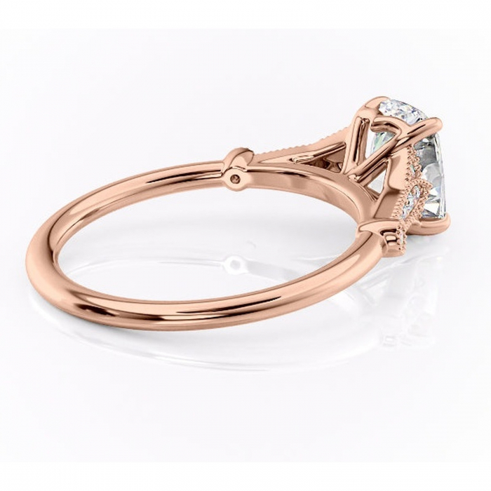 Inel de logodnă Quartzelle din aur Rose 14kt cu moissanite tăietură asscher – Pietre laterale rafinată pentru profil înalt | Personalizează și configurează gratuit online [3]