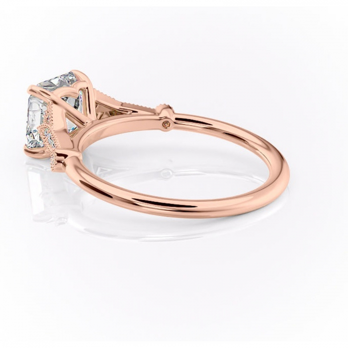 Inel de logodnă Quartzelle din aur Rose 14kt cu moissanite tăietură asscher – Pietre laterale rafinată pentru profil înalt | Personalizează și configurează gratuit online [5]