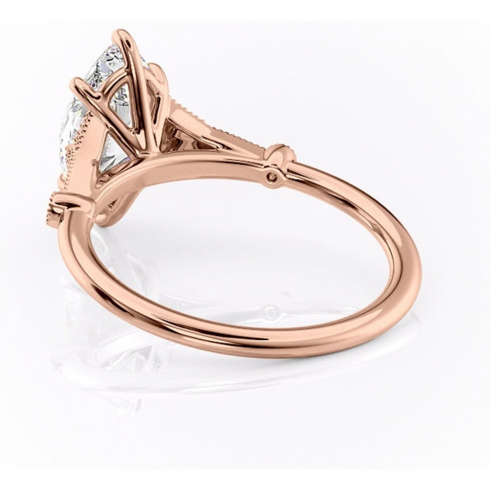 Inel de logodnă Quartzelle din aur Rose 18kt cu moissanite tăietură marquise – Pietre laterale rafinată pentru profil înalt | Personalizează și configurează gratuit online [4]
