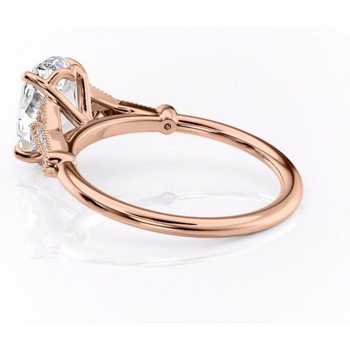 Inel de logodnă Quartzelle din aur Rose 14kt cu moissanite tăietură ovală – Pietre laterale rafinată pentru profil înalt | Personalizează și configurează gratuit online [5]