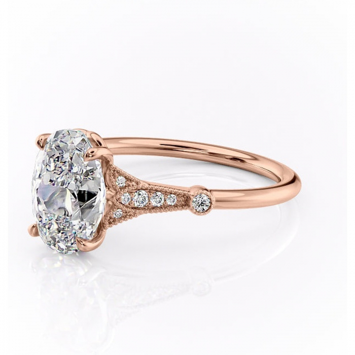 Inel de logodnă Quartzelle din aur Rose 14kt cu moissanite tăietură ovală – Pietre laterale rafinată pentru profil înalt | Personalizează și configurează gratuit online [7]