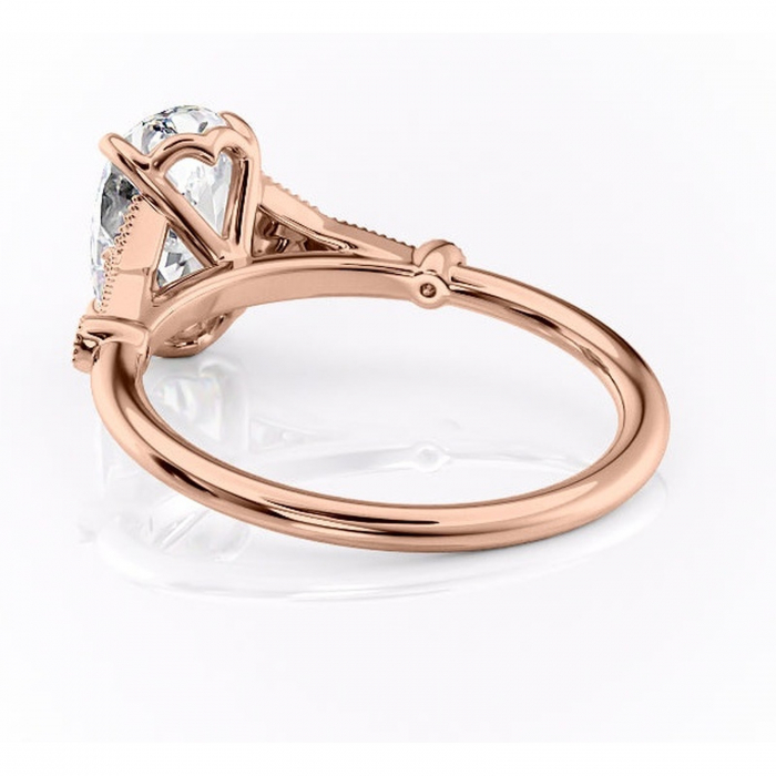 Inel de logodnă Quartzelle din aur Rose 14kt cu moissanite tăietură ovală – Pietre laterale rafinată pentru profil înalt | Personalizează și configurează gratuit online [4]