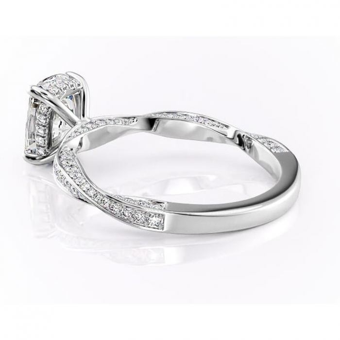 Inel de logodnă Rhea din aur Alb 14kt cu moissanite tăietură asscher – Montură pavé rafinată pentru profil înalt | Personalizează și configurează gratuit online [5]