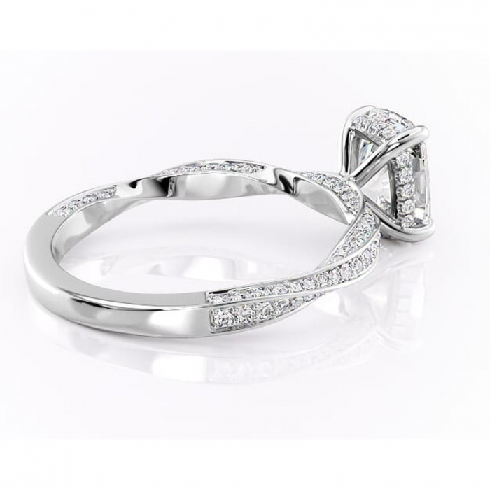 Inel de logodnă Rhea din aur Alb 14kt cu moissanite tăietură asscher – Montură pavé rafinată pentru profil înalt | Personalizează și configurează gratuit online [3]