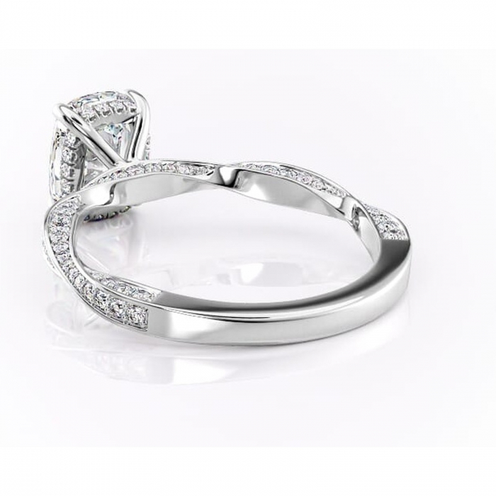 Inel de logodnă Rhea din aur Alb 14kt cu moissanite tăietură asscher – Montură pavé rafinată pentru profil înalt | Personalizează și configurează gratuit online [4]