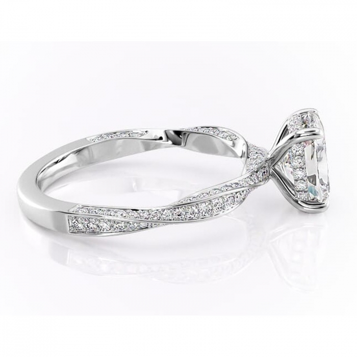 Inel de logodnă Rhea din aur Alb 14kt cu moissanite tăietură asscher – Montură pavé rafinată pentru profil înalt | Personalizează și configurează gratuit online [2]