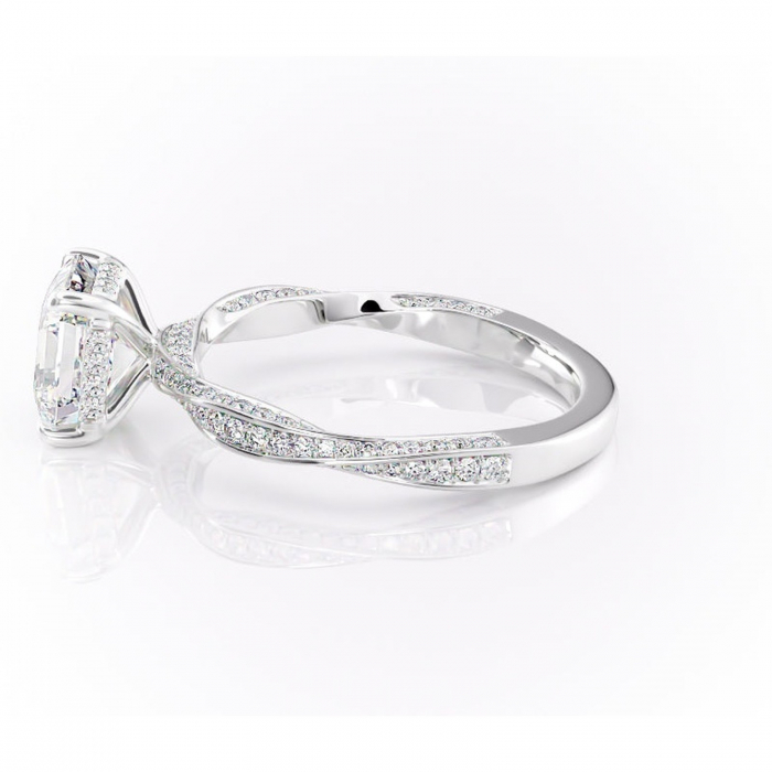Inel de logodnă Rhea din aur Alb 14kt cu moissanite tăietură asscher – Montură pavé rafinată pentru profil înalt | Personalizează și configurează gratuit online [6]