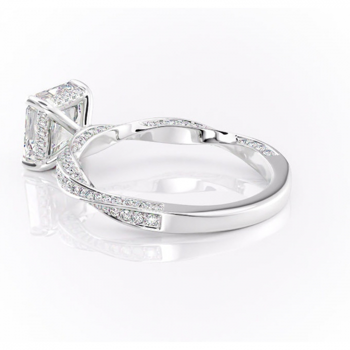 Inel de logodnă Rhea din aur Alb 14kt cu moissanite tăietură asscher – Montură pavé rafinată pentru profil înalt | Personalizează și configurează gratuit online [5]