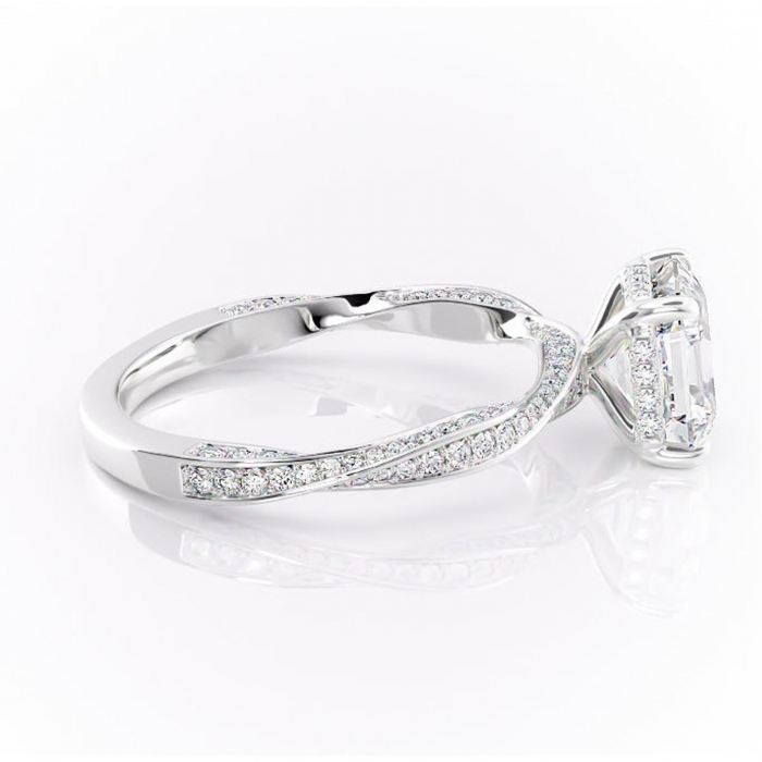 Inel de logodnă Rhea din aur Alb 14kt cu moissanite tăietură asscher – Montură pavé rafinată pentru profil înalt | Personalizează și configurează gratuit online [2]
