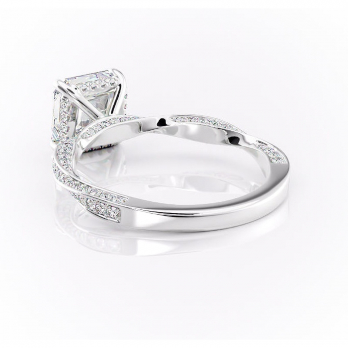 Inel de logodnă Rhea din aur Alb 14kt cu moissanite tăietură asscher – Montură pavé rafinată pentru profil înalt | Personalizează și configurează gratuit online [4]