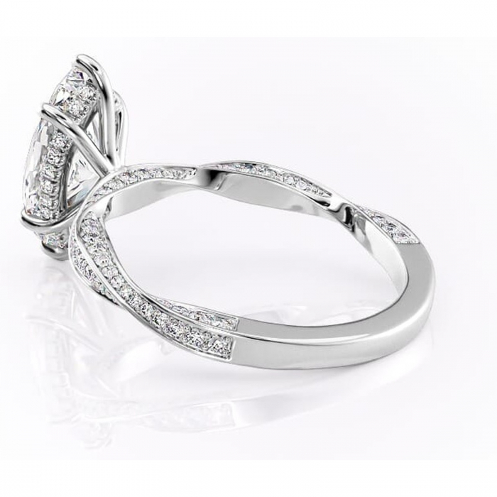 Inel de logodnă Rhea din aur Alb 14kt cu moissanite tăietură marquise – Montură pavé rafinată pentru profil înalt | Personalizează și configurează gratuit online [5]