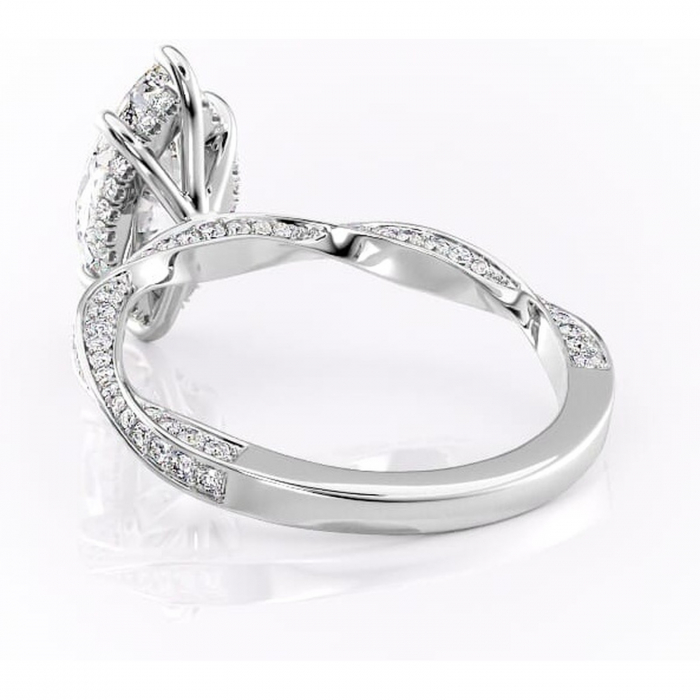 Inel de logodnă Rhea din aur Alb 14kt cu moissanite tăietură marquise – Montură pavé rafinată pentru profil înalt | Personalizează și configurează gratuit online [4]