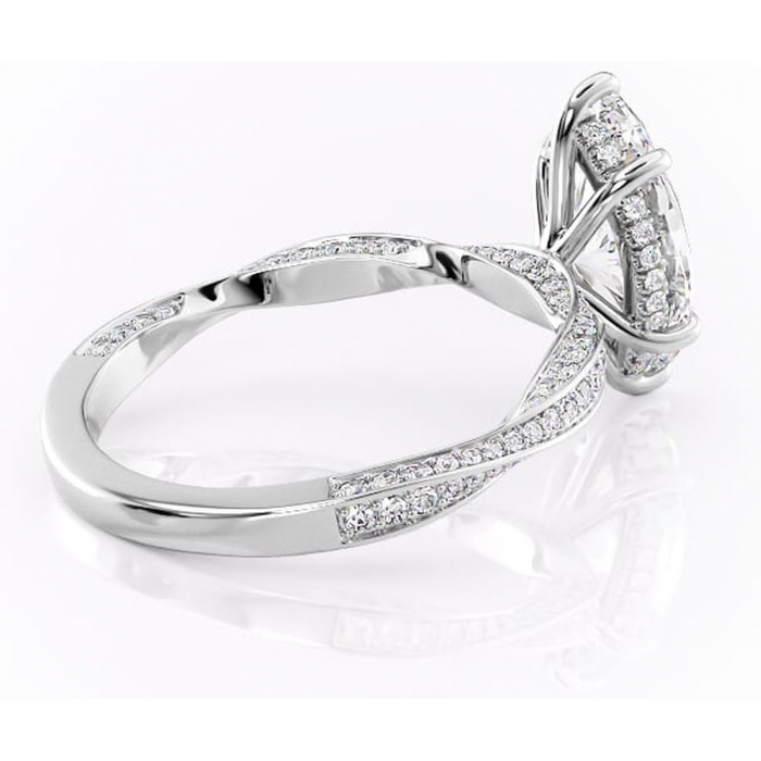 Inel de logodnă Rhea din aur Alb 14kt cu moissanite tăietură marquise – Montură pavé rafinată pentru profil înalt | Personalizează și configurează gratuit online [3]