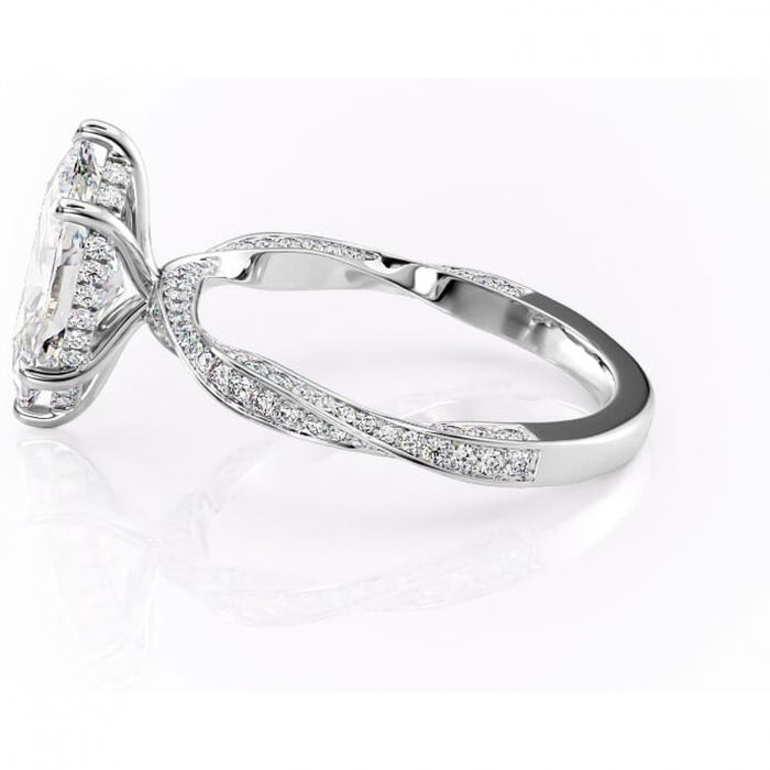 Inel de logodnă Rhea din aur Alb 14kt cu moissanite tăietură marquise – Montură pavé rafinată pentru profil înalt | Personalizează și configurează gratuit online [6]