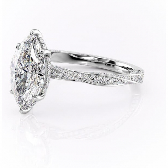 Inel de logodnă Rhea din aur Alb 14kt cu moissanite tăietură marquise – Montură pavé rafinată pentru profil înalt | Personalizează și configurează gratuit online [7]