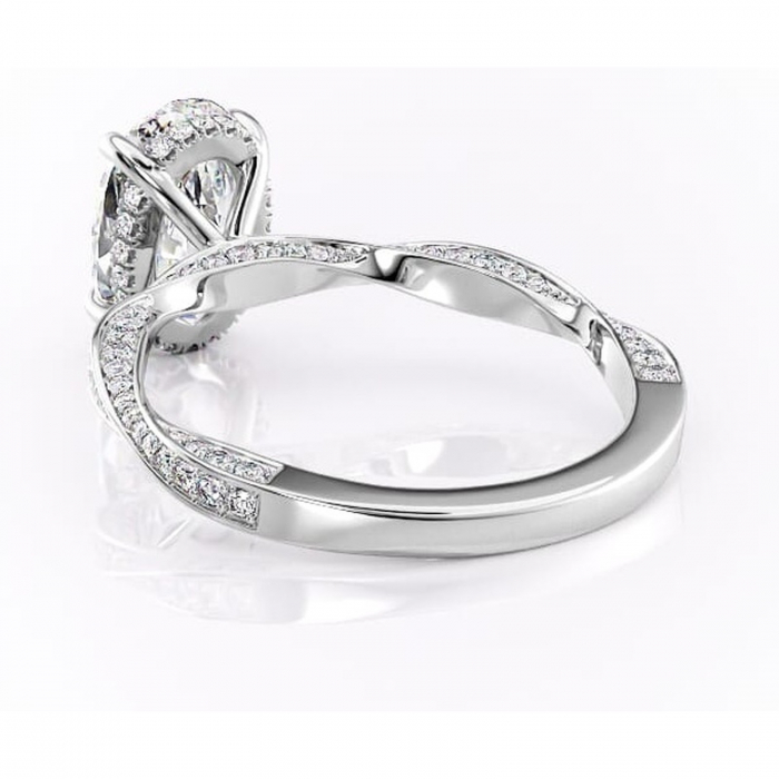 Inel de logodnă Rhea din aur Alb 14kt cu moissanite tăietură ovală – Montură pavé rafinată pentru profil înalt | Personalizează și configurează gratuit online [4]