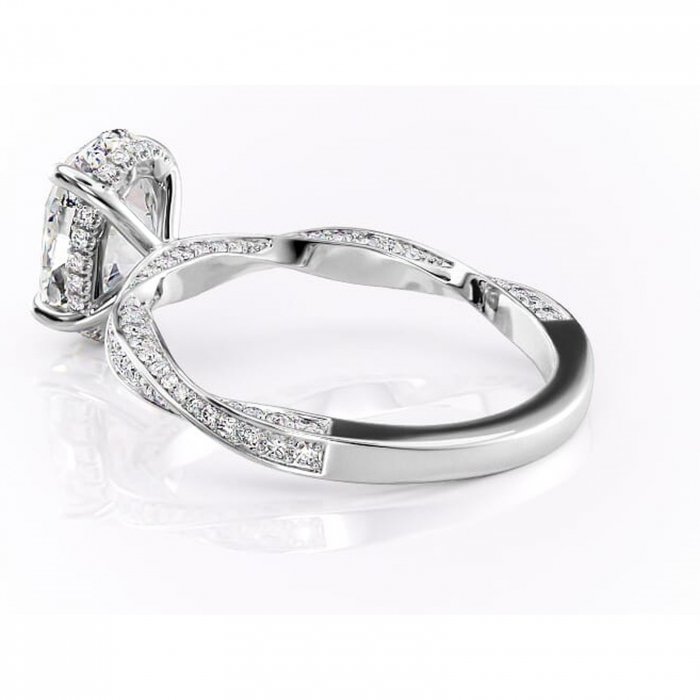 Inel de logodnă Rhea din aur Alb 14kt cu moissanite tăietură ovală – Montură pavé rafinată pentru profil înalt | Personalizează și configurează gratuit online [5]