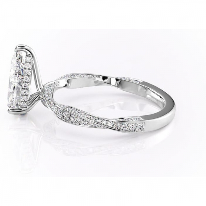 Inel de logodnă Rhea din aur Alb 14kt cu moissanite tăietură pară – Montură pavé rafinată pentru profil înalt | Personalizează și configurează gratuit online [6]