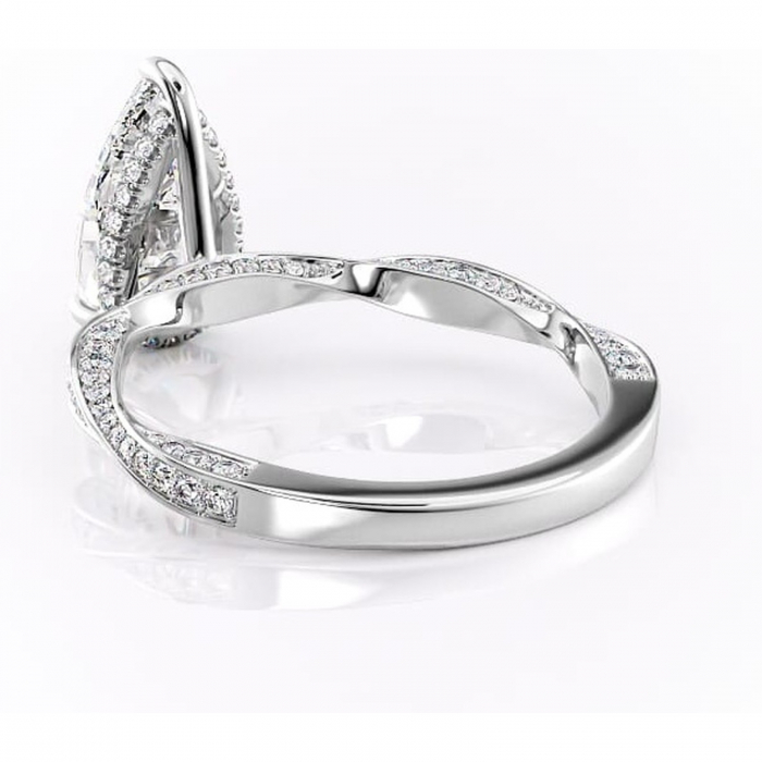 Inel de logodnă Rhea din aur Alb 14kt cu moissanite tăietură pară – Montură pavé rafinată pentru profil înalt | Personalizează și configurează gratuit online [4]