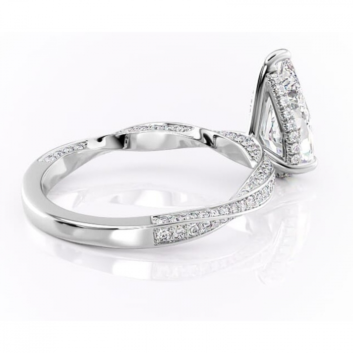 Inel de logodnă Rhea din aur Alb 14kt cu moissanite tăietură pară – Montură pavé rafinată pentru profil înalt | Personalizează și configurează gratuit online [3]