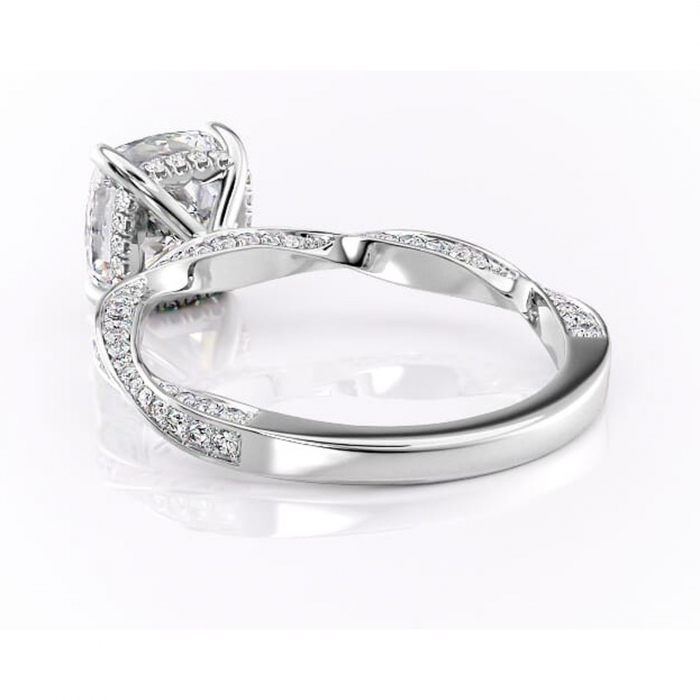 Inel de logodnă Rhea din aur Alb 14kt cu moissanite tăietură pernă – Montură pavé rafinată pentru profil înalt | Personalizează și configurează gratuit online [4]