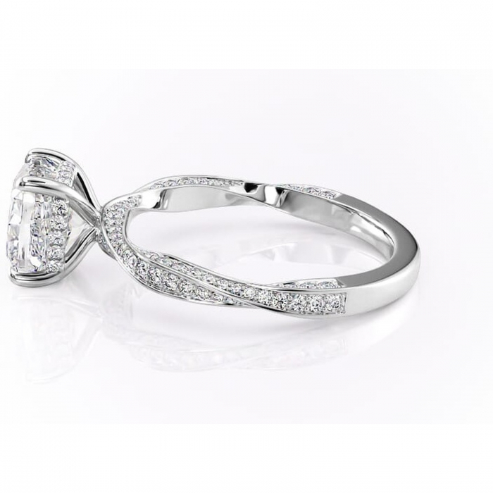 Inel de logodnă Rhea din aur Alb 14kt cu moissanite tăietură pernă – Montură pavé rafinată pentru profil înalt | Personalizează și configurează gratuit online [6]