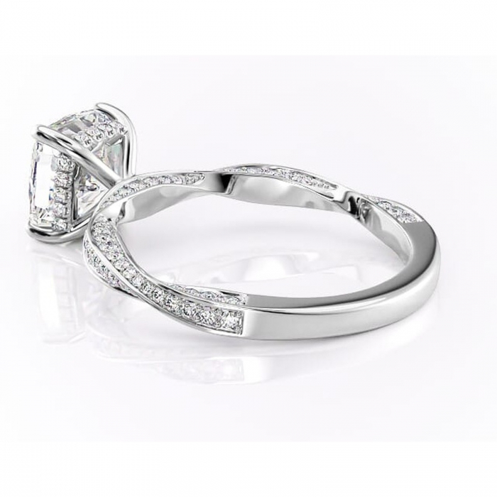 Inel de logodnă Rhea din aur Alb 14kt cu moissanite tăietură pernă – Montură pavé rafinată pentru profil înalt | Personalizează și configurează gratuit online [5]