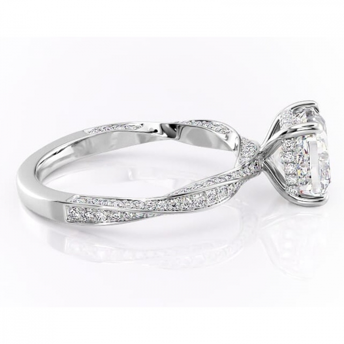 Inel de logodnă Rhea din aur Alb 14kt cu moissanite tăietură pernă – Montură pavé rafinată pentru profil înalt | Personalizează și configurează gratuit online [2]