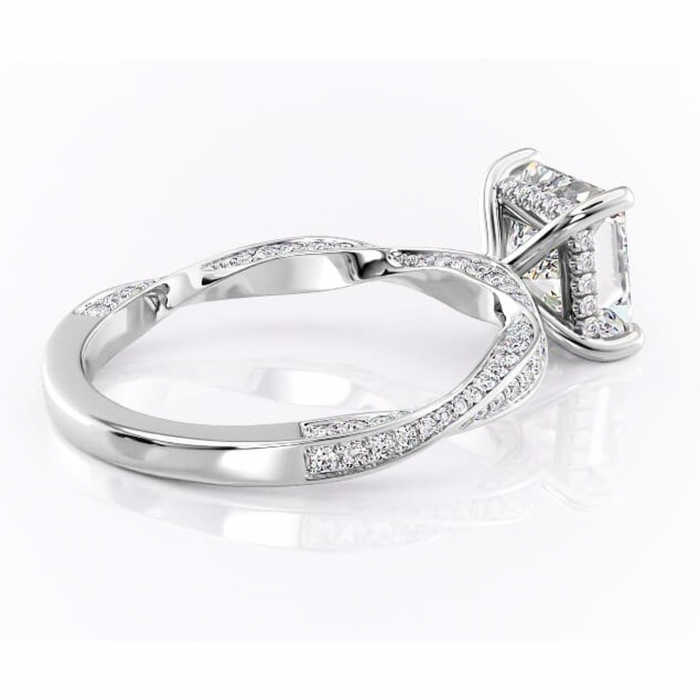 Inel de logodnă Rhea din aur Alb 18kt cu moissanite tăietură princess – Montură pavé rafinată pentru profil înalt | Personalizează și configurează gratuit online [3]