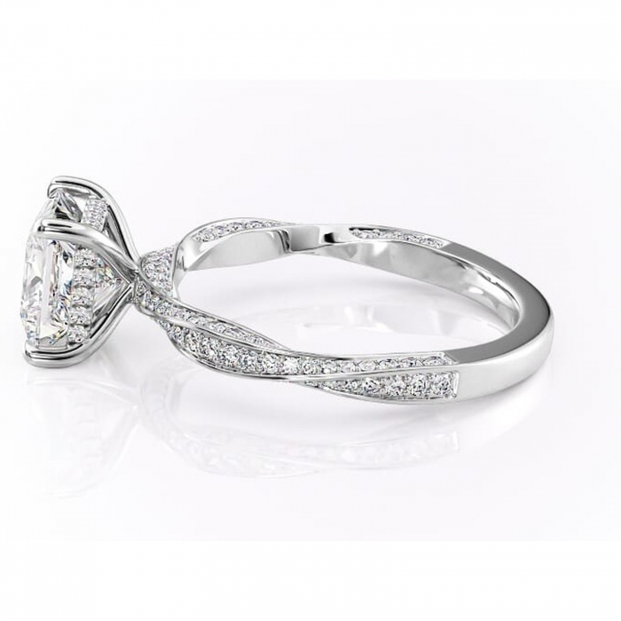 Inel de logodnă Rhea din aur Alb 18kt cu moissanite tăietură princess – Montură pavé rafinată pentru profil înalt | Personalizează și configurează gratuit online [6]